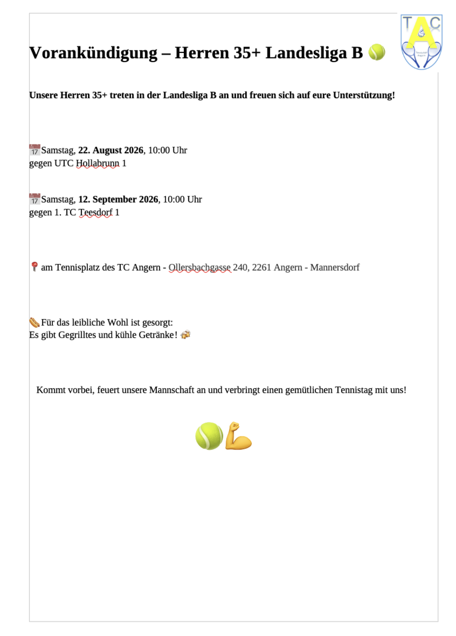 Tennis Landesliga in Angern